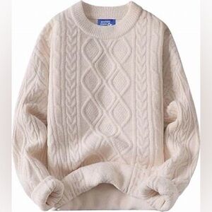 Boutique Cream Ivory Vintage Cable Knit Sweater